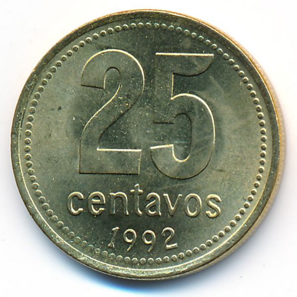 Аргентина, 25 сентаво (1992 г.)