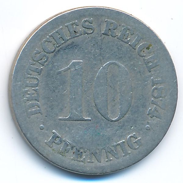 Германия, 10 пфеннигов (1874 г.)