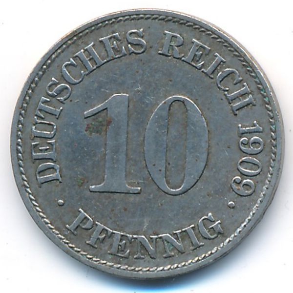 Германия, 10 пфеннигов (1909 г.)