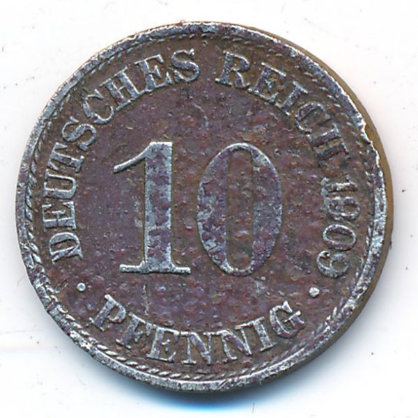 Германия, 10 пфеннигов (1909 г.)