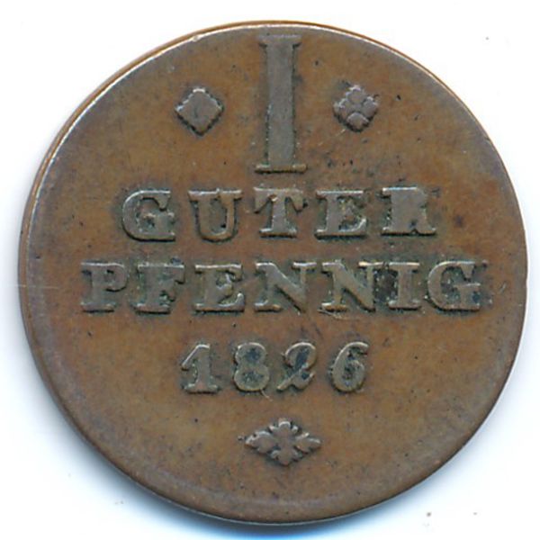 Шаумбург-Липпе, 1 пфенниг (1826 г.)