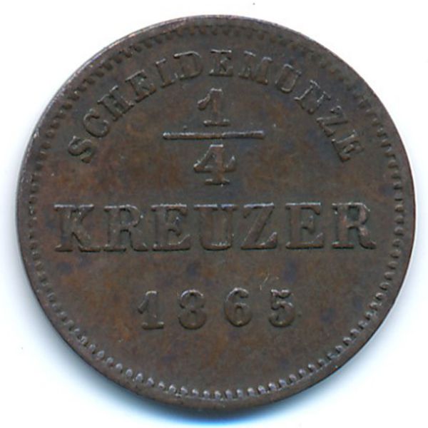 Шварцбург-Рудольфштадт, 1/4 крейцера (1865 г.)