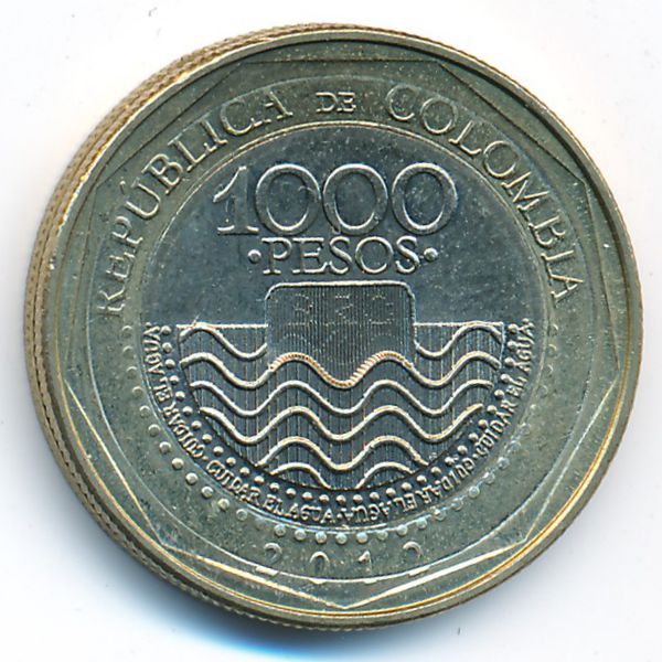 Колумбия, 1000 песо (2012 г.)
