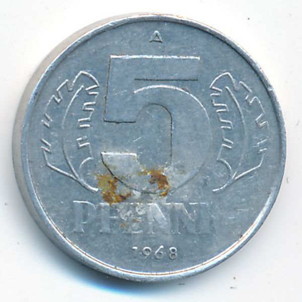 ГДР, 5 пфеннигов (1968 г.)