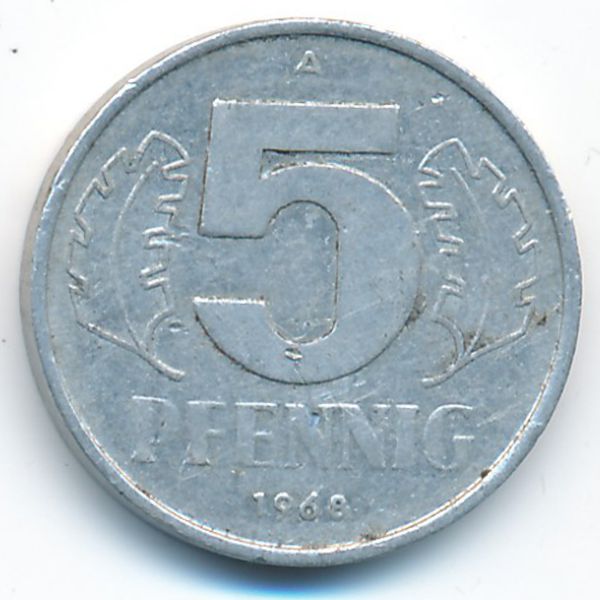 ГДР, 5 пфеннигов (1968 г.)