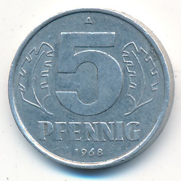 ГДР, 5 пфеннигов (1968 г.)