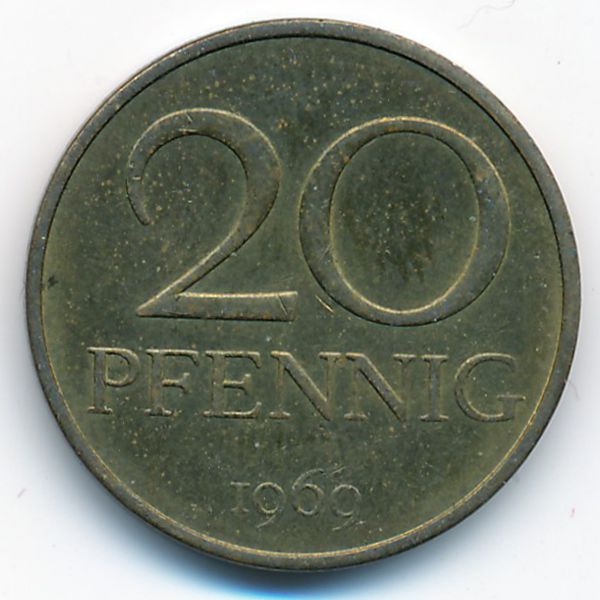 ГДР, 20 пфеннигов (1969 г.)