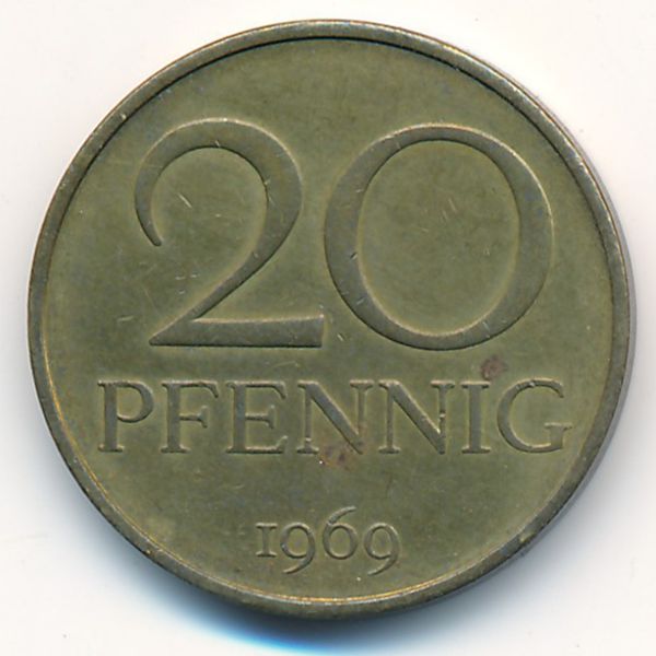 ГДР, 20 пфеннигов (1969 г.)