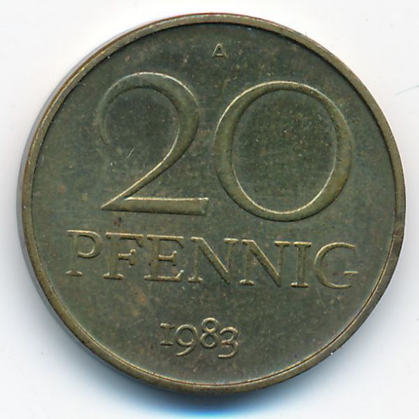 ГДР, 20 пфеннигов (1983 г.)