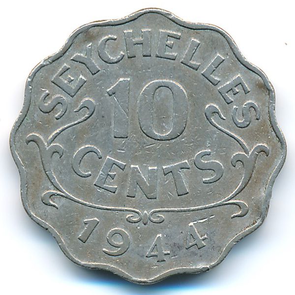 Сейшелы, 10 центов (1944 г.)
