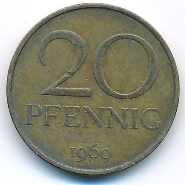 ГДР, 20 пфеннигов (1969 г.)