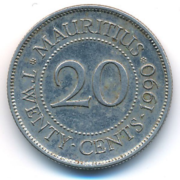 Маврикий, 20 центов (1990 г.)