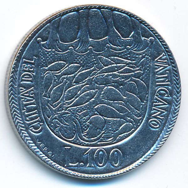 Ватикан, 100 лир (1975 г.)