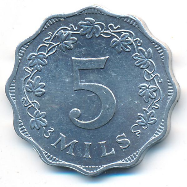 Мальта, 5 мил (1972 г.)