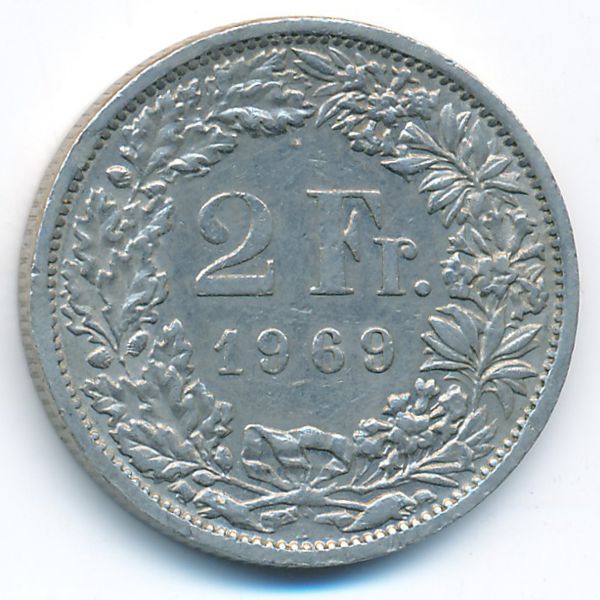 Швейцария, 2 франка (1969 г.)