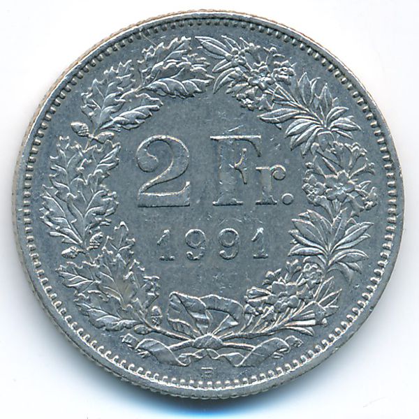Швейцария, 2 франка (1991 г.)