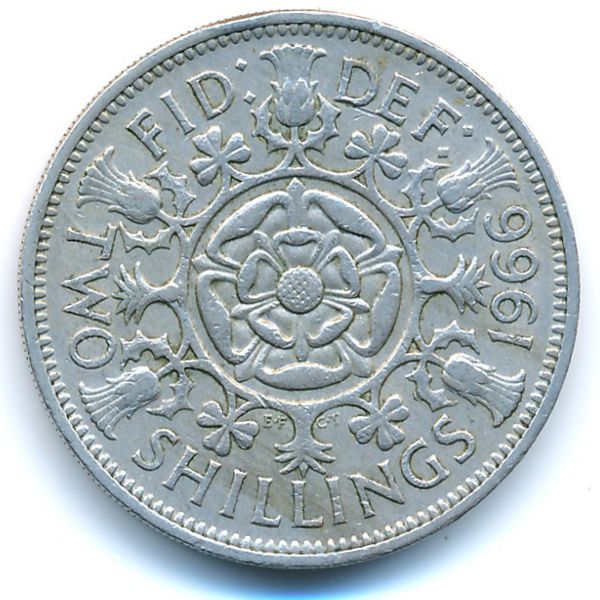 Великобритания, 2 шиллинга (1966 г.)