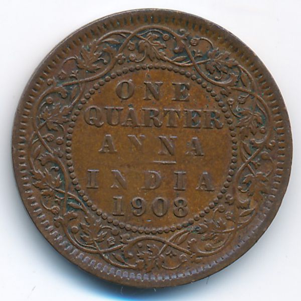 Британская Индия, 1/4 анны (1908 г.)