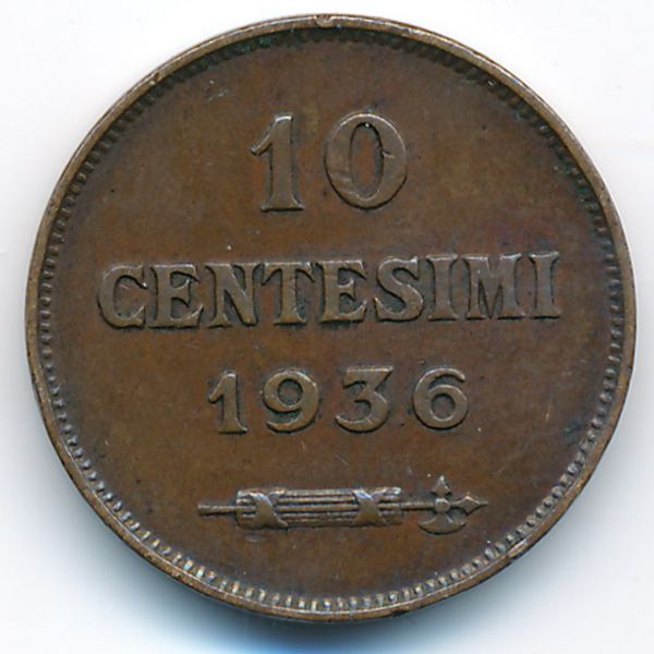 Сан-Марино, 10 чентезимо (1936 г.)