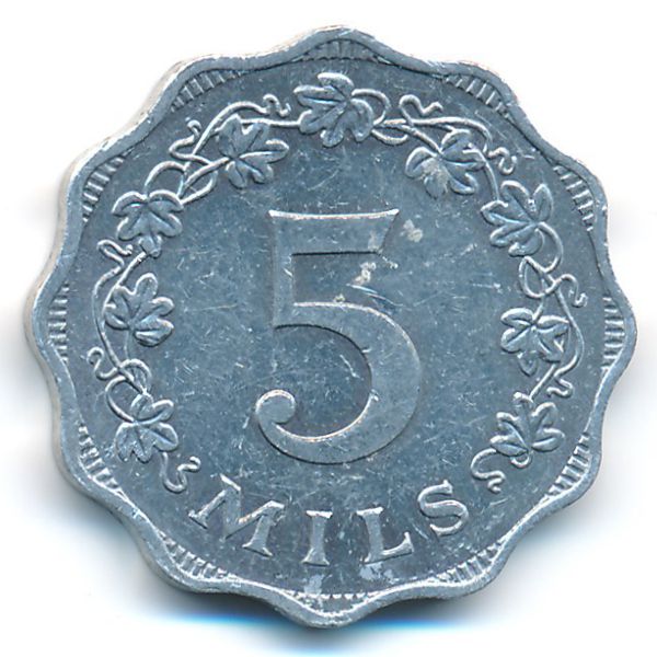 Мальта, 5 мил (1972 г.)