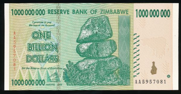 Зимбабве, 1000000000 долларов (2008 г.)