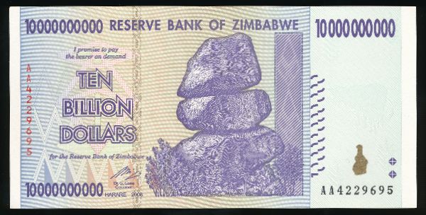 Зимбабве, 10000000000 долларов (2008 г.)