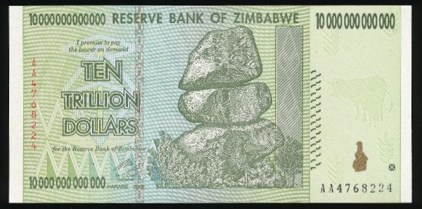 Зимбабве, 10000000000000 долларов (2008 г.)