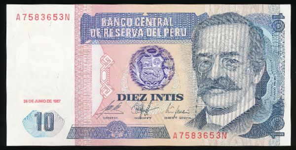 Перу, 10 инти (1987 г.)