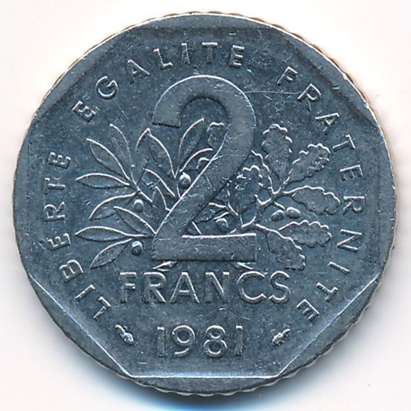 Франция, 2 франка (1981 г.)