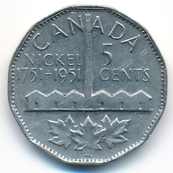 Канада, 5 центов (1951 г.)
