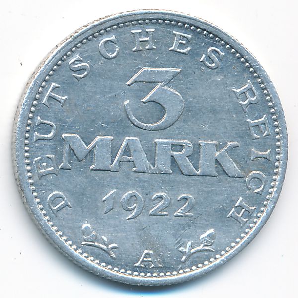 Веймарская республика, 3 марки (1922 г.)