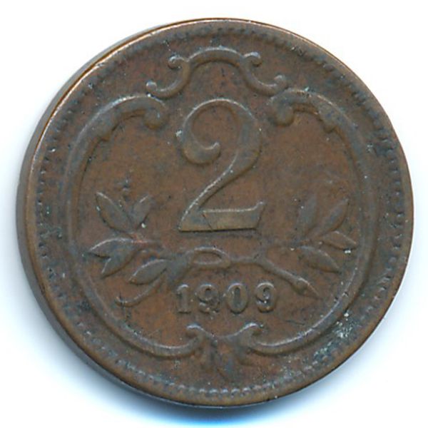 Австрия, 2 геллера (1909 г.)