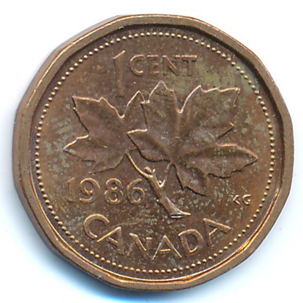 Канада, 1 цент (1986 г.)