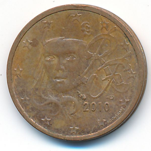 Франция, 2 евроцента (2010 г.)