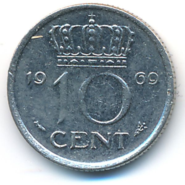 Нидерланды, 10 центов (1969 г.)