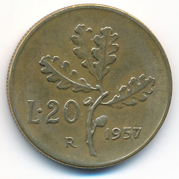Италия, 20 лир (1957 г.)