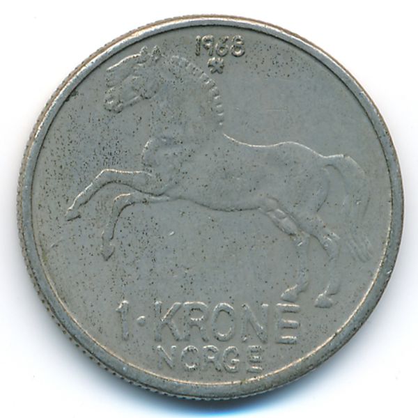 Норвегия, 1 крона (1968 г.)
