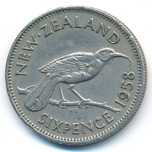 Новая Зеландия, 6 пенсов (1958 г.)