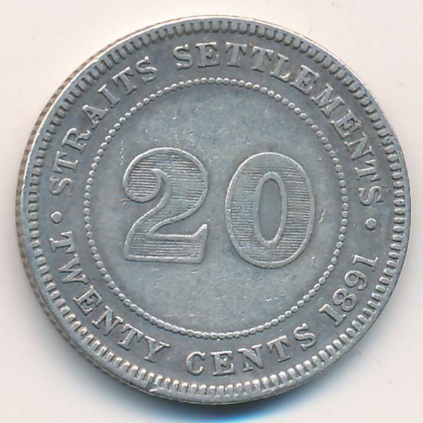 Стрейтс-Сетлментс, 20 центов (1891 г.)