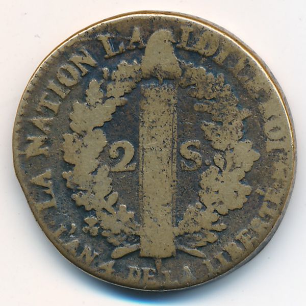 Франция, 2 соля (1792 г.)