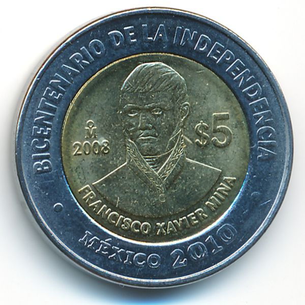 Мексика, 5 песо (2008 г.)