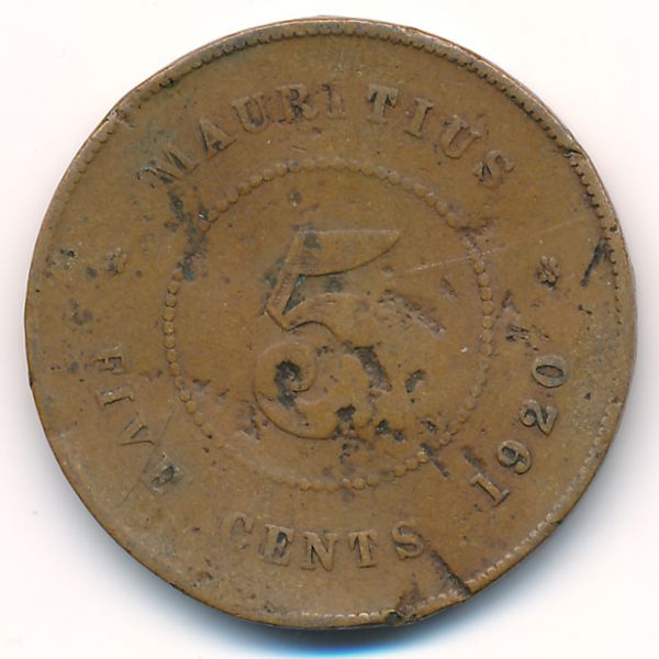 Маврикий, 5 центов (1920 г.)
