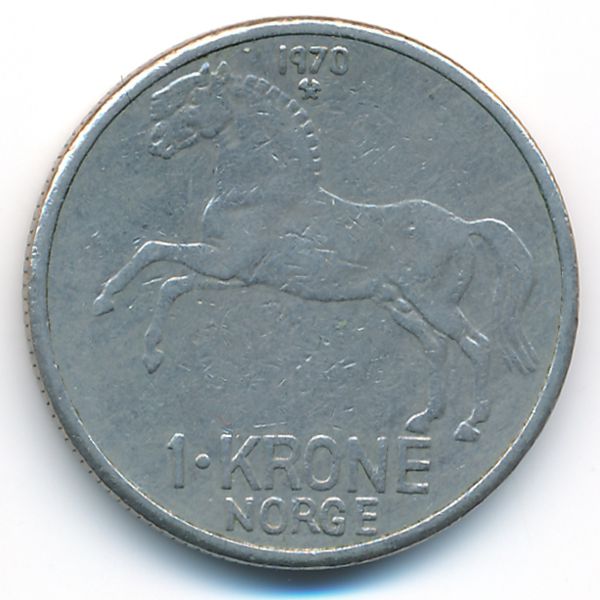 Норвегия, 1 крона (1970 г.)