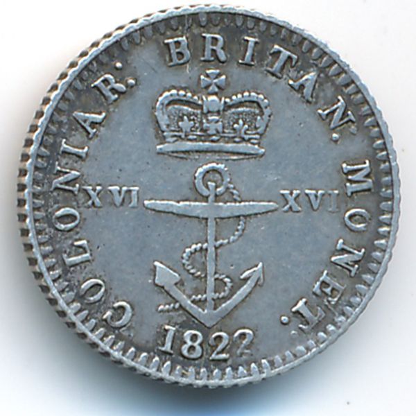 Британская Вест-Индия, 1/16 доллара (1822 г.)