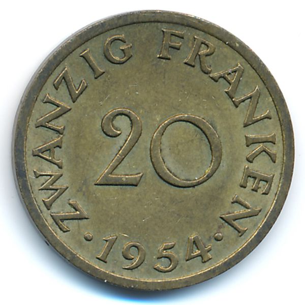 Саар, 20 франков (1954 г.)