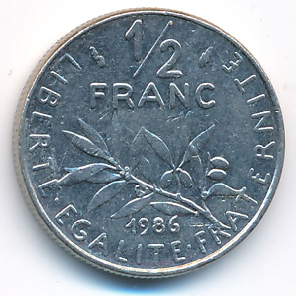 Франция, 1/2 франка (1986 г.)