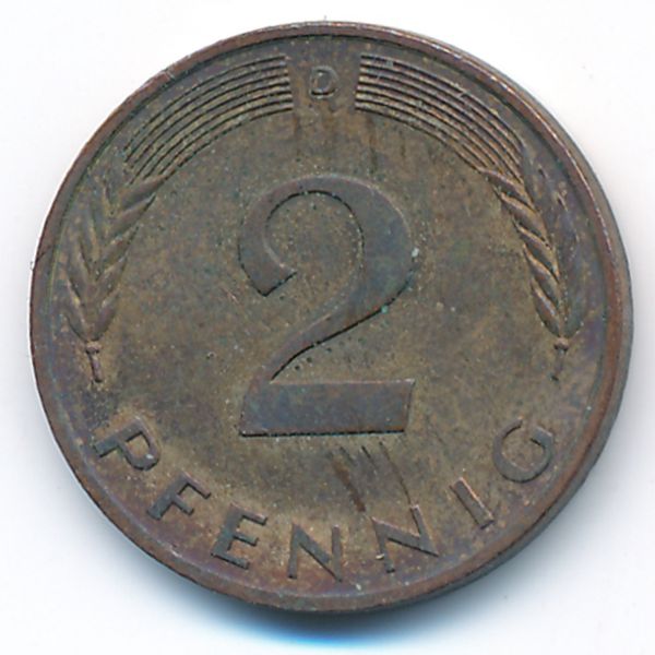 ФРГ, 2 пфеннига (1990 г.)