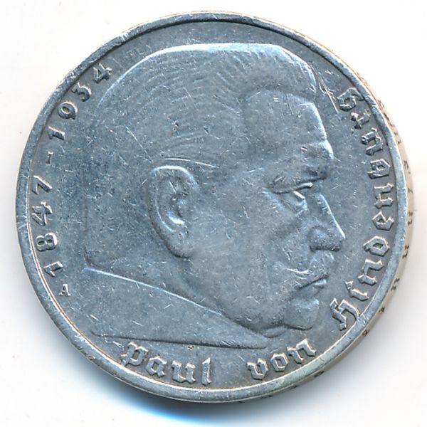 Третий Рейх, 5 рейхсмарок (1938 г.)