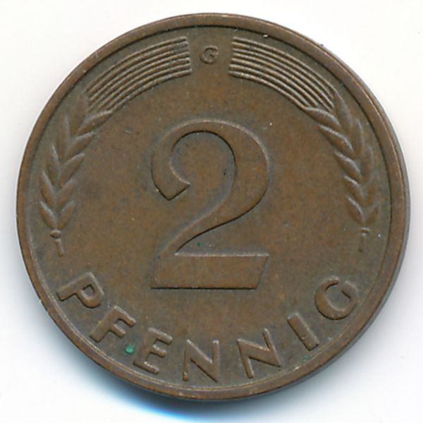ФРГ, 2 пфеннига (1958 г.)