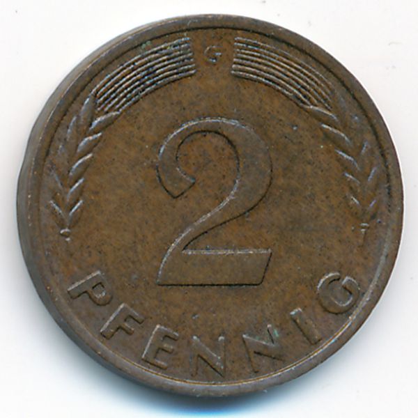 ФРГ, 2 пфеннига (1958 г.)